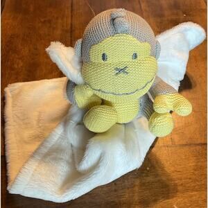 Baby Bum Monkey Duke Yellow Lovie Lovey Security Blanket Plush Soft White